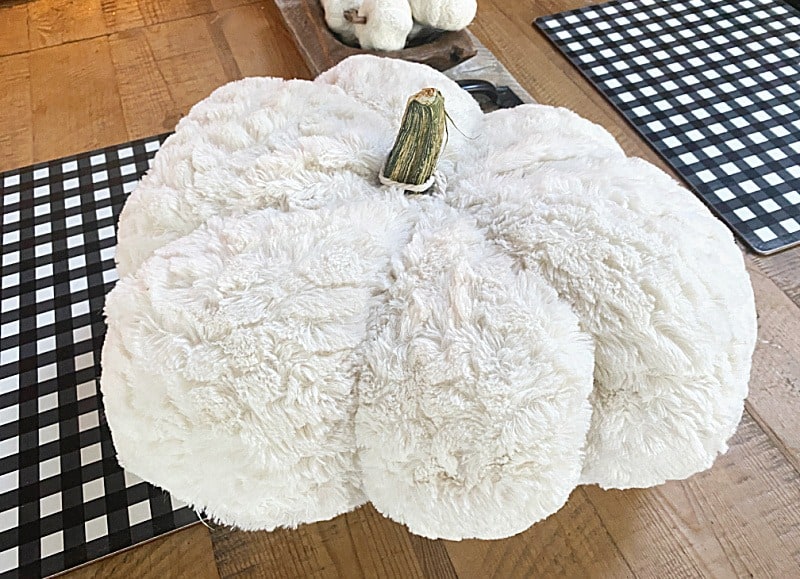 Soft white chenille DIY pumpkin pillow.