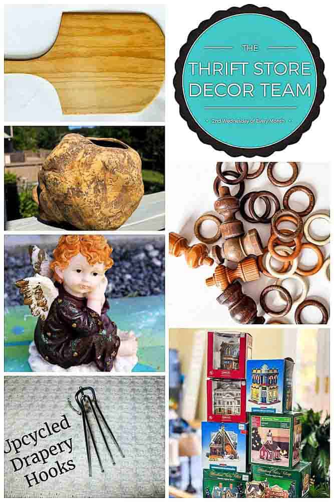 Collage of six before images of thrift store makeover projects.