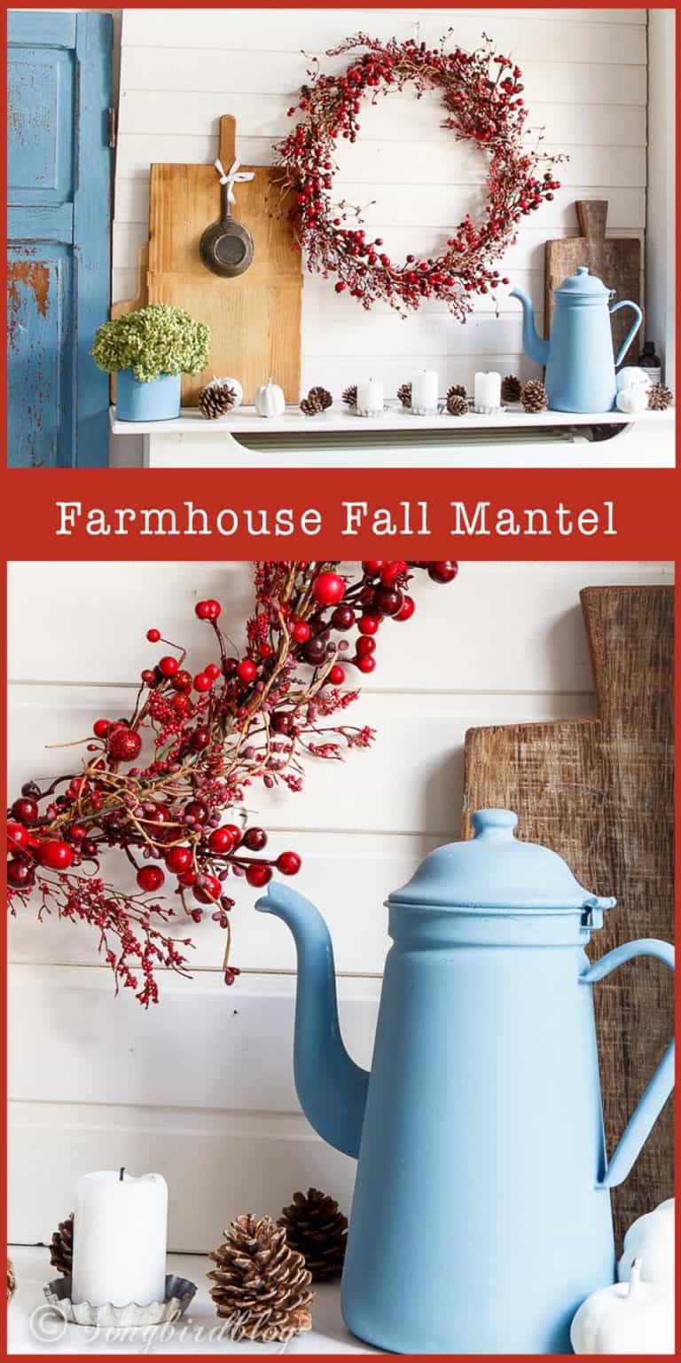 DIY Farmhouse Fall Mantel Decor