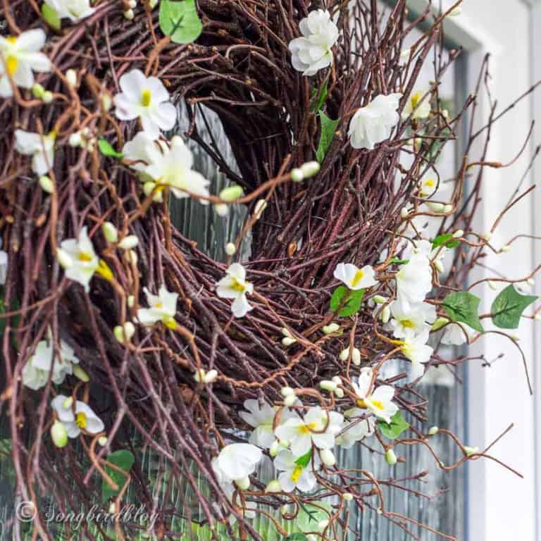 Spring wreath on front door