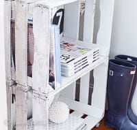 Fruit crate storage shelves